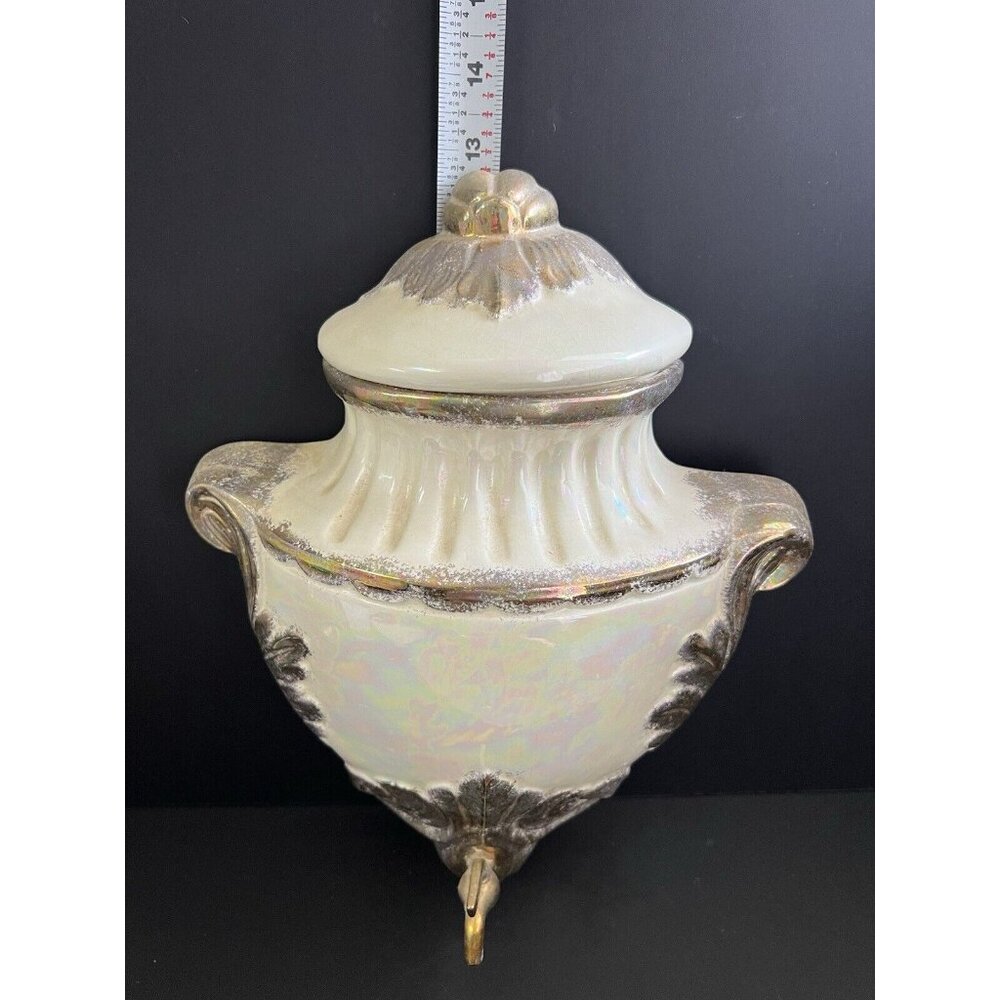 1956 Iridescent Ceramic Sconce W/ Gold Trim 18" LONG TOTAL - Picture 2 of 15